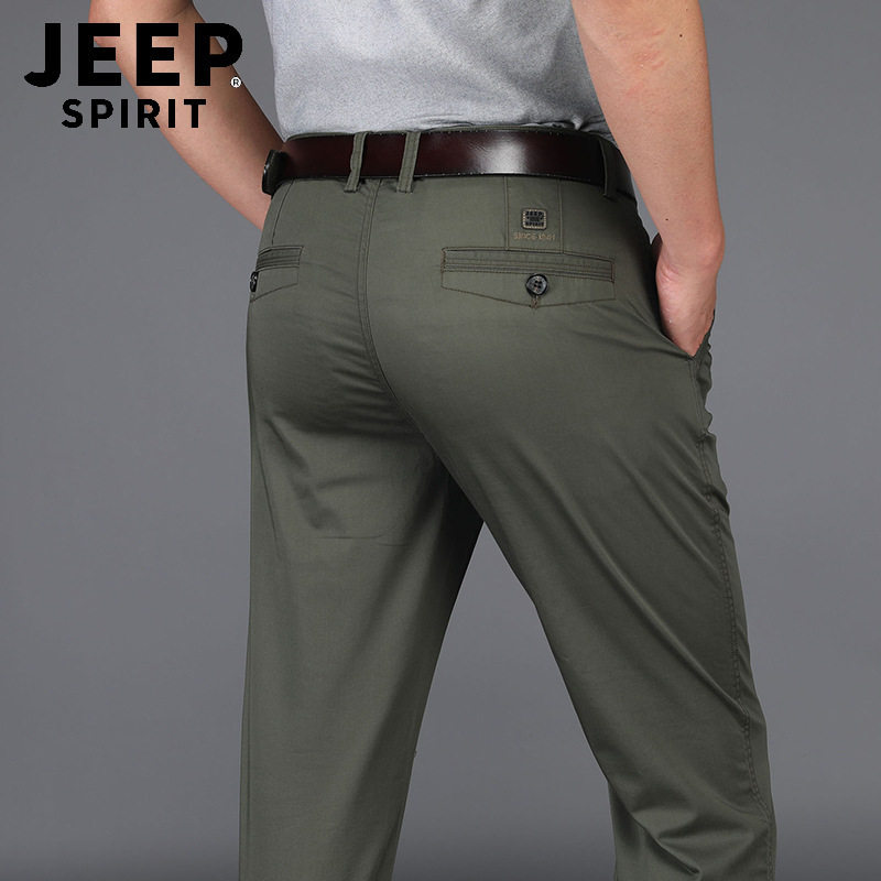 JEEP吉普男装正品休闲长裤男士夏季薄款宽松中年大码商务直筒西裤