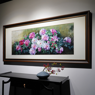 花开富贵收藏级刺绣挂画蚕丝线手工绣制油画质感大幅苏绣装饰画