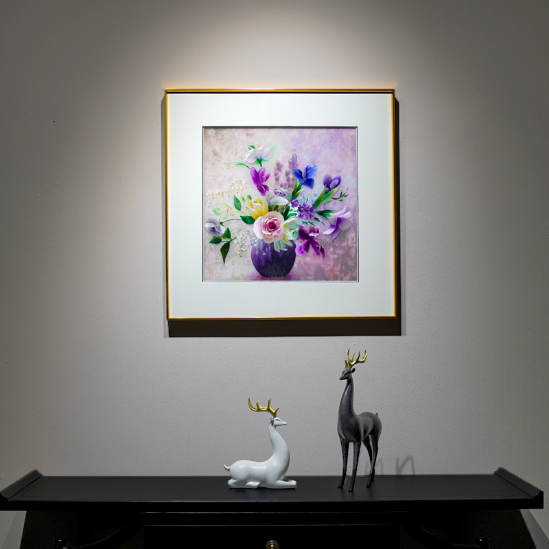 新中式风格花瓶带框纯手工成品