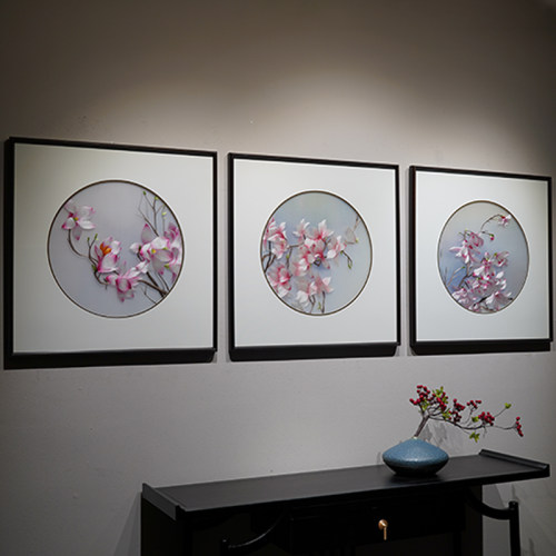 玉兰花苏绣成品送货上门包安装