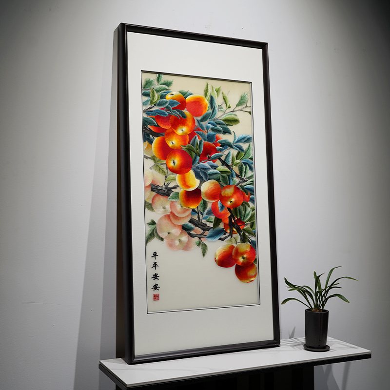 入户玄关新中式平平安安苏州苏绣纯手工刺绣高端装饰画艺术品挂画图片