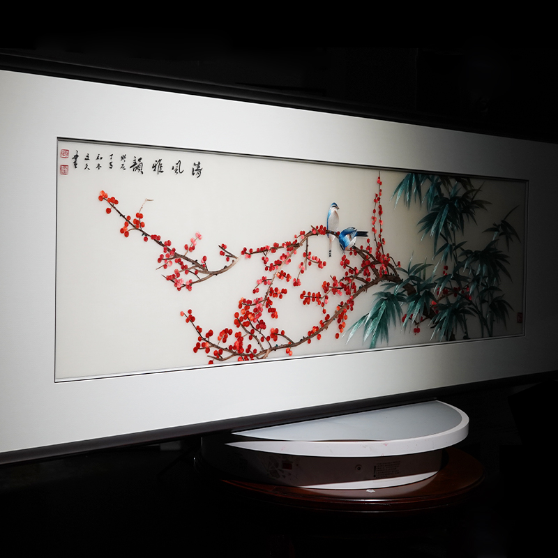 苏绣成品挂画客厅沙发背景新中式花鸟纯手工苏州刺绣中国风装饰画
