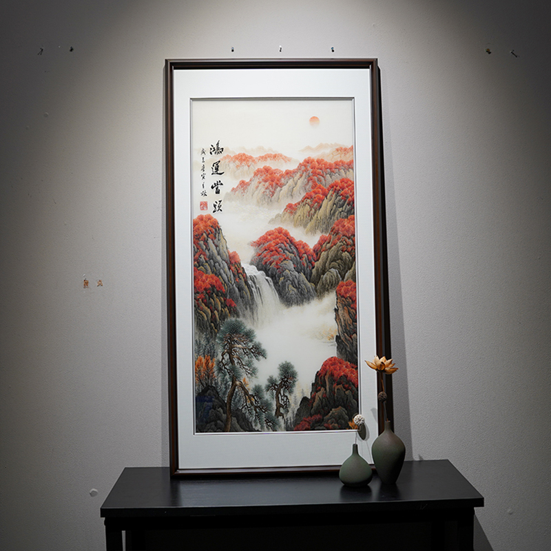 苏绣成品挂画鸿运当头玄关走廊纯手工刺绣精品新中式艺术品装饰画图片