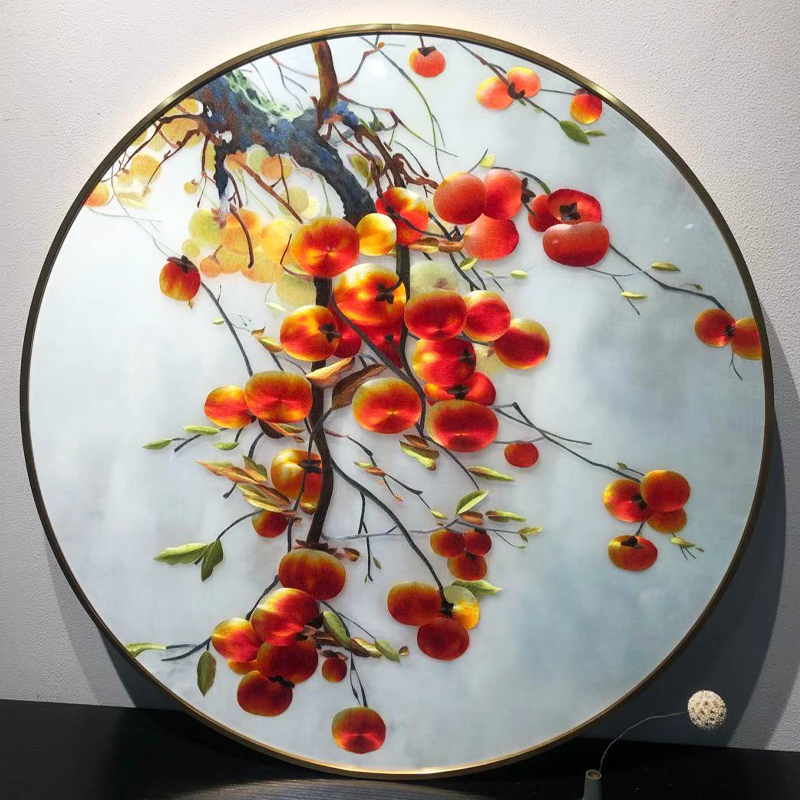 新中式80厘米圆形事事的客厅刺绣