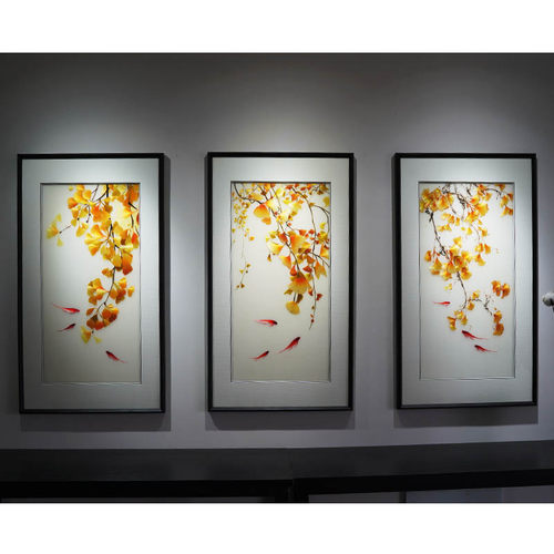 客厅装饰画九鱼图玄关轻奢新中式沙发背景墙卧室床头餐厅挂画三联 - 封面