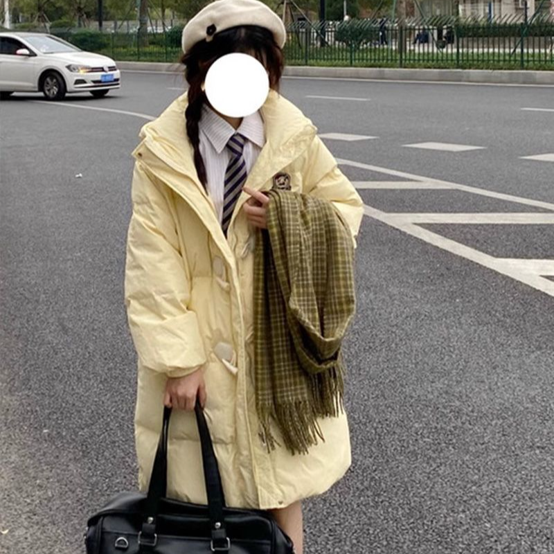 羽绒棉服女冬季2025新款中长款学院风小个子外套棉衣