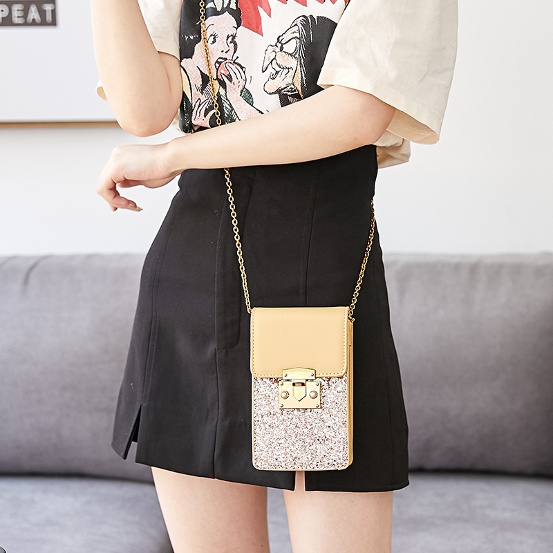 Mobile phone bag Messenger summer 2019 new pattern mobile phone Small satchel Versatile Vertical section Sequins Mini Pack Mobile phone bagin the Leather/Lady bags/Men's bag, Phone package  category - from Buy2taobao.com to provide professional Taobao agent buy service