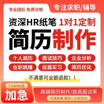 简历制作个人定制代写优化修改完善小升初英文求职专业改简历润色