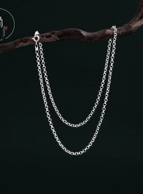 空岛蓝S925纯银简约复古气质O字锁骨链个性时尚百搭潮男女短项链