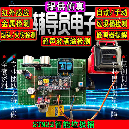 基于STM32单片机智能垃圾桶 垃圾分类 烟雾检测报警系统 成品DIY