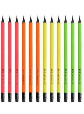 晨光文具铅笔AWP30812  HB铅笔木杆铅笔纯色笔杆荧光色12支装六角