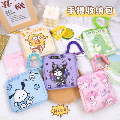 卡通帆布收纳小包可斜挎挂手腕款