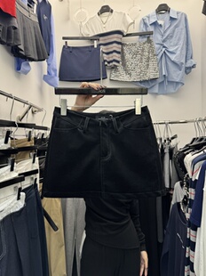 ACS韩版高腰磨砂皮短裙女2025秋季新款百搭显瘦包臀皮裙半身裙潮