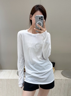 摩登mdeng韩系简约百搭圆领长袖T恤女夏季新款显瘦打底防晒衣3932