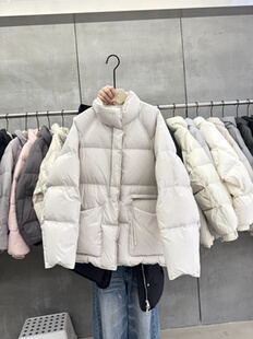 保暖外套 新款 Der.moookka韩版 百搭宽松立领90白鸭绒羽绒服女冬季