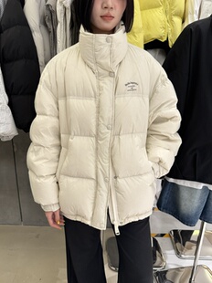 Der.moookka韩版 加厚外套 宽松字母印花立领90白鸭绒羽绒服女冬季