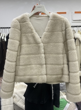 摩登mdeng短款皮毛一体2025冬季新款百搭仿水貂毛皮草外套女91610