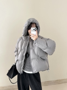 Der.moookka短款 小个子上衣潮 连帽加厚90白鸭绒羽绒服外套女冬季