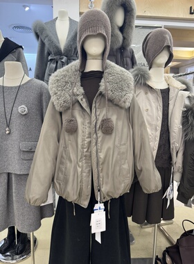 LOUISA.S真羊毛毛领90白鸭绒羽绒服女冬季2025新款工装保暖外套潮