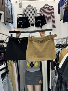 ACS高腰辣妹麂皮绒短裙女冬季 百搭显瘦防走光A字半身裙潮 2025新款