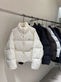 短款 立领字母印花90白鸭绒羽绒服女2025冬季 面包服 DAN韩版 MOCHA