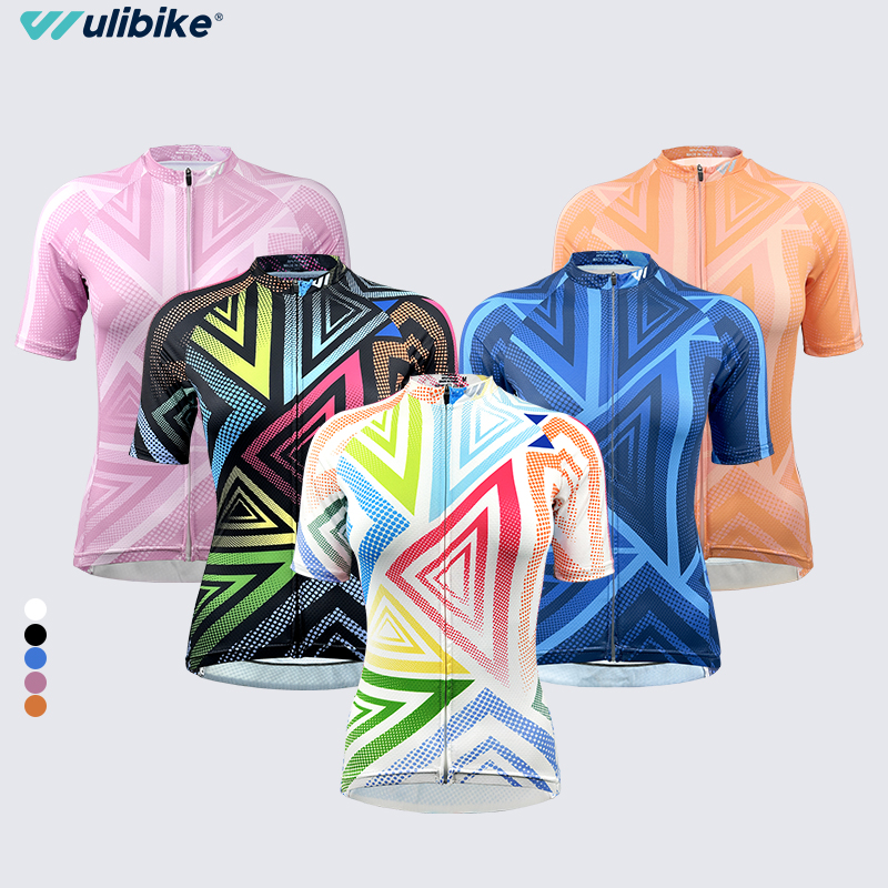 Wulibike女士花色夏季骑行服短袖