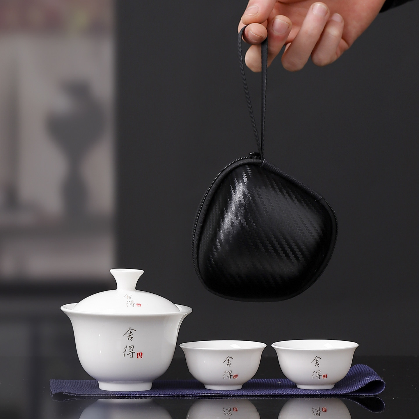 可悬停旋转羊脂玉盖碗茶杯德化白瓷茶碗带盖单个二才旅行功夫茶具