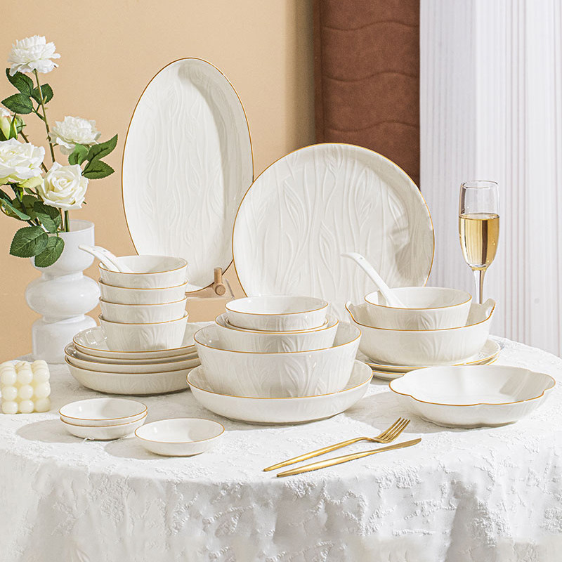 顺祥陶瓷浮雕碗盘套装家用高级感饭碗乔迁新居礼物釉下彩碗碟餐具,餐饮具,碗,淘宝优惠券,粉丝福利购,淘宝优惠卷