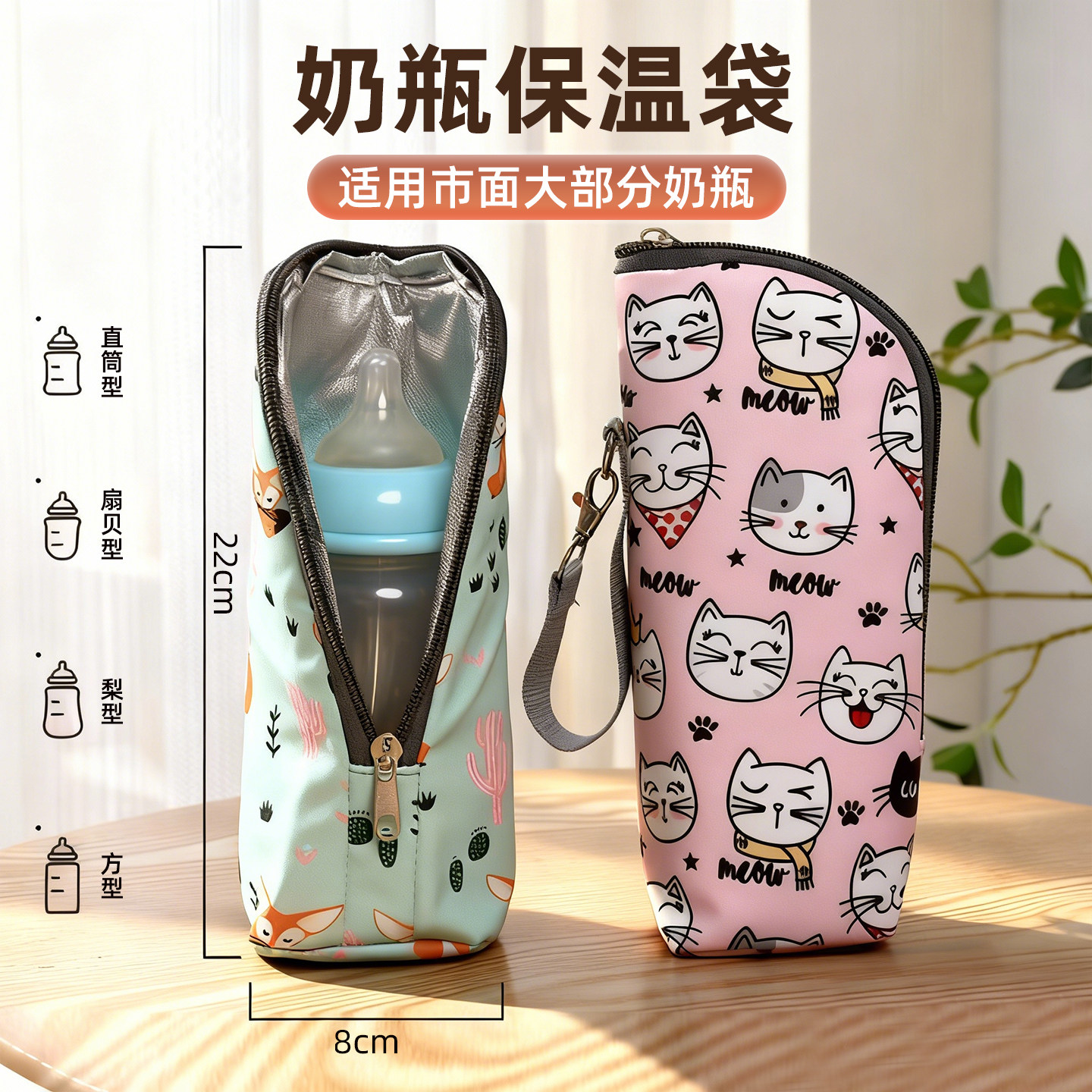 奶瓶保温袋通用铝膜便携式拉链饮品婴儿宝宝冬季外出行收纳包杯套图片