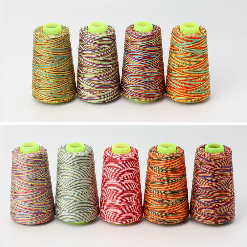 203牛仔粗线七彩缝纫线彩色宝塔粗线缝补线1000码 DIY缝纫配件