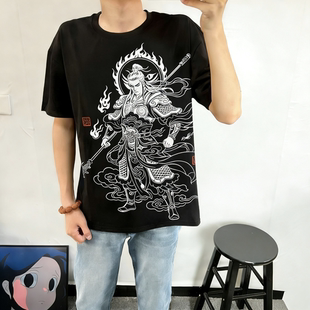 ins网红同款中国风短袖t恤男女原创国潮精神小伙炸街半袖纯棉上衣