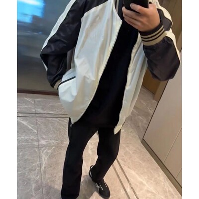 网红苏六同款男女潮流休闲百搭薄款夹克上衣情侣款外套简约棒球服