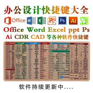 快捷键盘鼠标垫办公软件CAD/OFFICE/PS/PPT/WORD/EXCEL五笔组合垫
