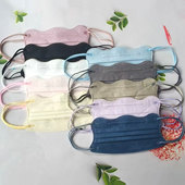 莫兰迪色一次性三层蝶形独立装 显瘦波浪形面罩男 口罩女高颜值时尚