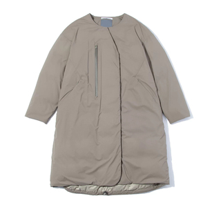 2026秋冬新款小众纯色无领长款羽绒服斜拉链口袋宽松加厚过膝外套
