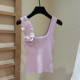 现货 2025春夏新款 紫色甜妹减龄针织小吊带无袖 修身 背心上衣女