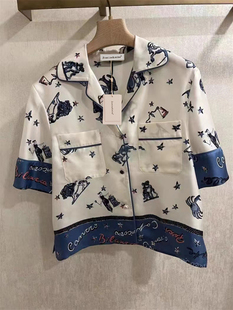 2025春夏新款 7488 星座印花短袖 衬衫 宽松休闲衬衣上衣 西装 特价