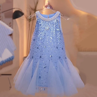 儿童流苏裙子亮片公主裙无袖 夏季 背心裙仙 2025新款 女童连衣裙夏装
