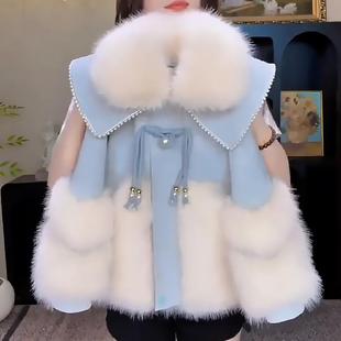 女童仿皮草外套秋冬2026新款加厚洋气时髦儿童洋气女孩冬装棉袄