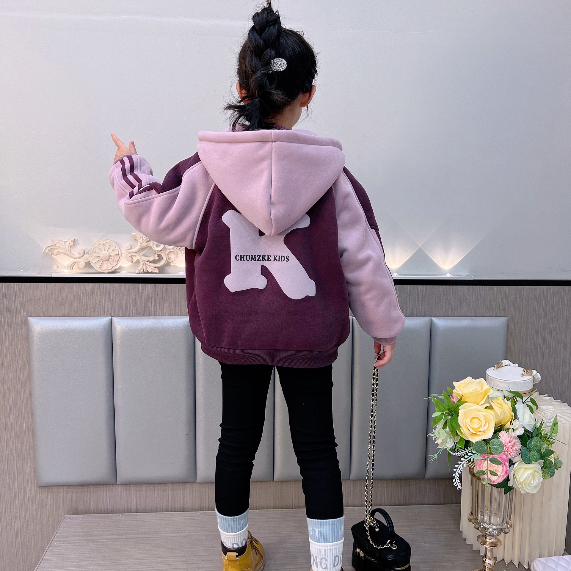 加绒加厚秋冬连帽连帽棒球服外套