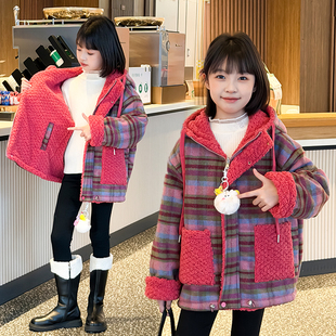 2026年新款女童超好看双面穿毛毛衣加厚外套中大童秋冬上衣棉服