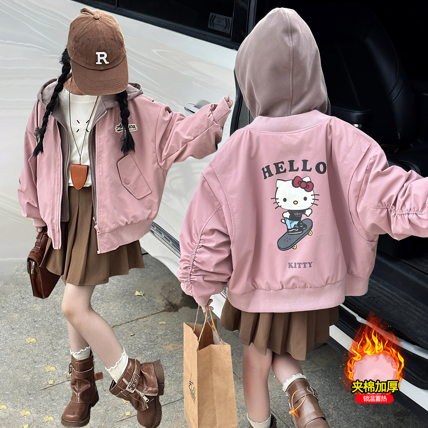 女童夹棉加厚棒球服外套