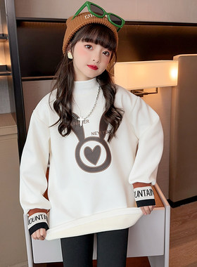秋冬女童棉休闲卡通加绒打底衫