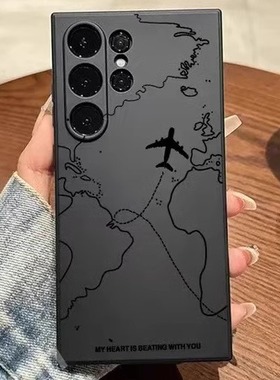 飞机航空图适用三星S21手机壳s22ultra保护全包镜头NOTE20软壳galaxys23创意s24 s25plus