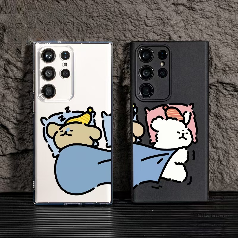 抢被子卡通情侣手机壳适用SAMSUNG s24三星S23ULtra S21FE A72 A22透明软壳s24plus