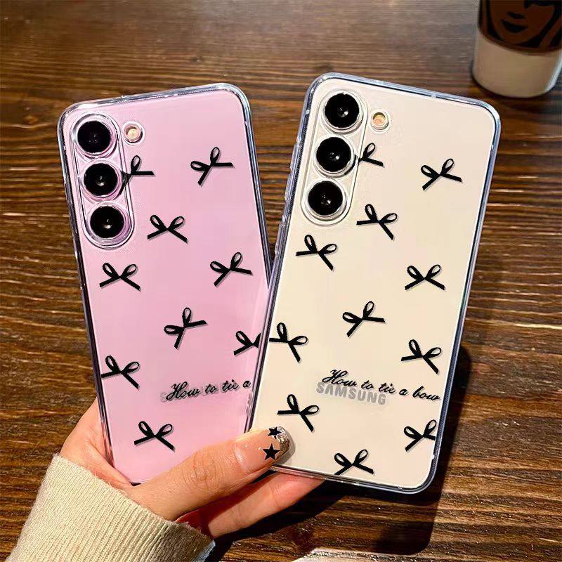 黑色小蝴蝶结适用三星S21手机壳s22ultra保护全包镜头NOTE20软壳galaxys23创意s24 s25plus透明软套,3C数码配件,手机保护套/壳,淘宝优惠券,粉丝福利购,淘宝优惠卷