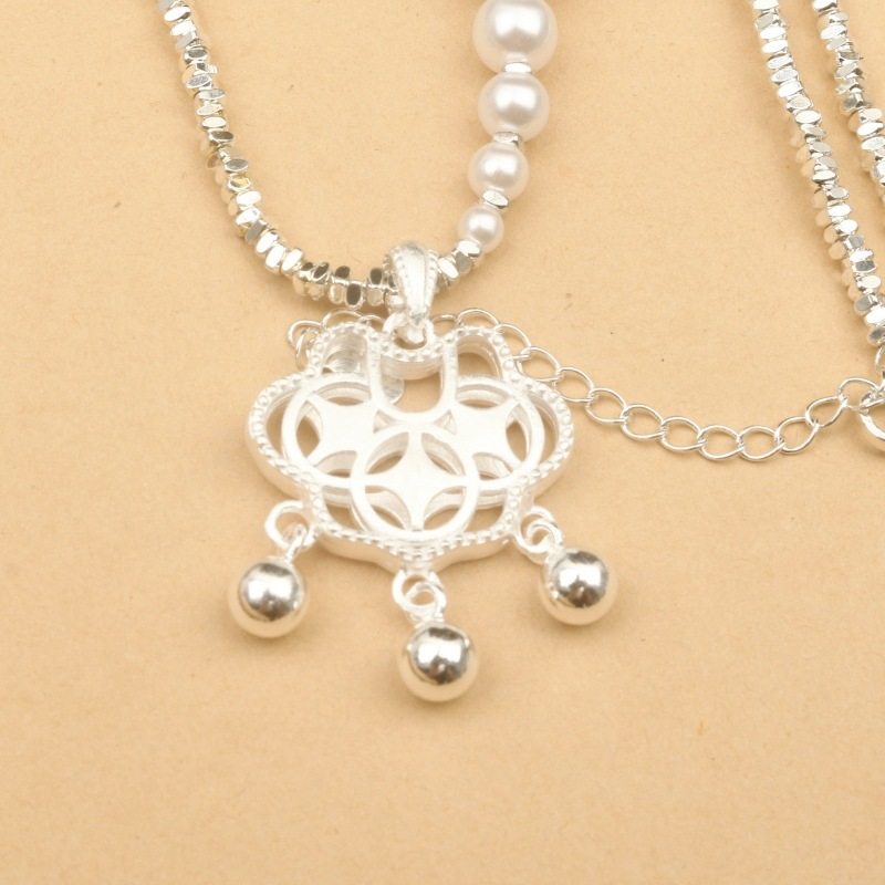 S990银新款中式金钱镂空平安锁项链吊坠毛衣链银饰流苏花朵珍珠,饰品/流行首饰/时尚饰品新,银饰吊坠,淘宝优惠券,粉丝福利购,淘宝优惠卷