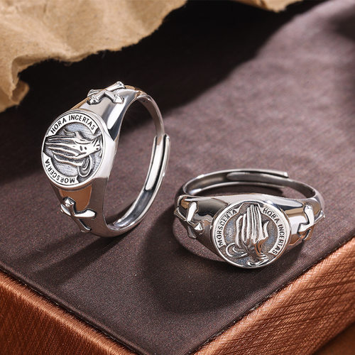 S925纯银新款祈祷之手戒指