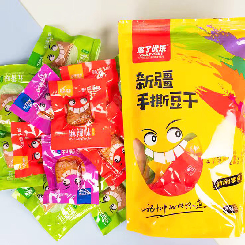 新疆疆涞手撕豆干500克/袋五香烧烤香辣麻辣味独立小包悠了优乐