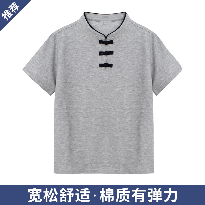 英伦风校校服短袖灰色盘扣
